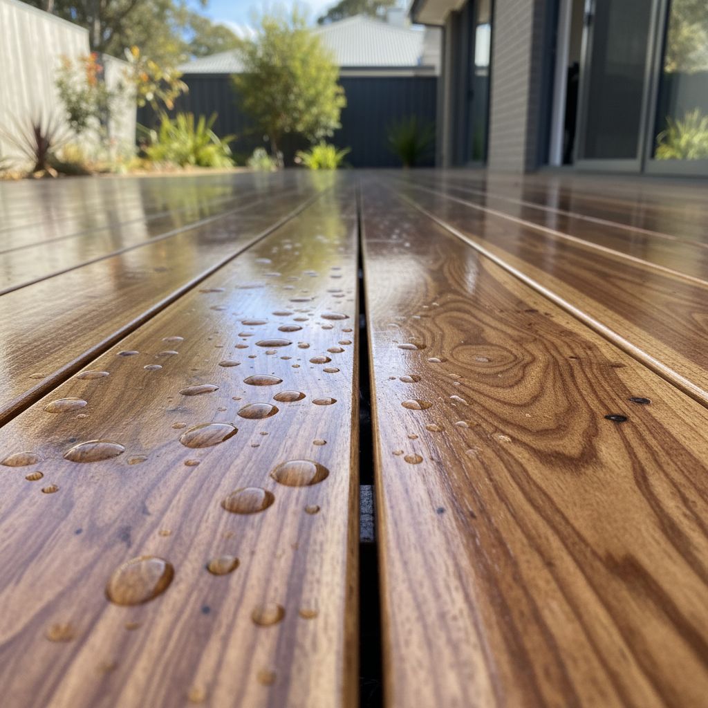 Spotted-gum decking timber grain close-up