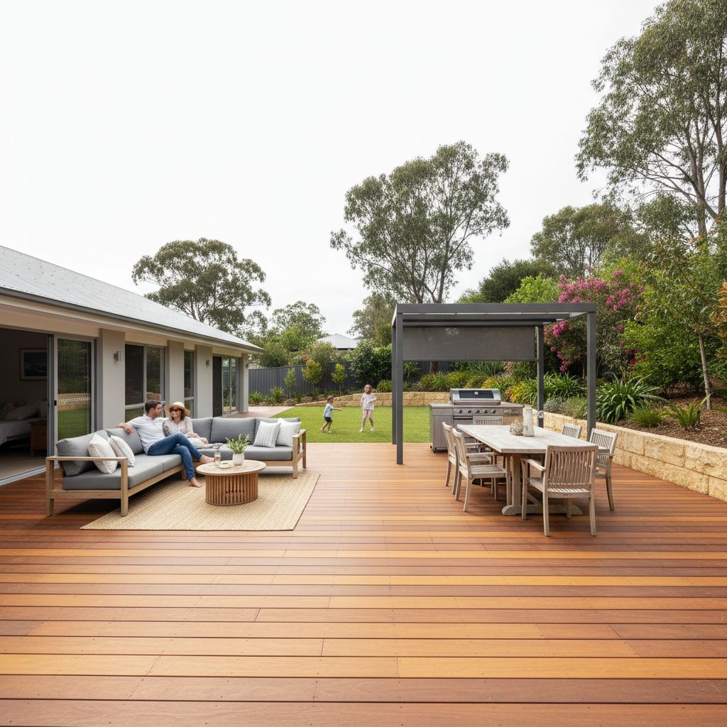 Completed timber deck with outdoor lounge setting